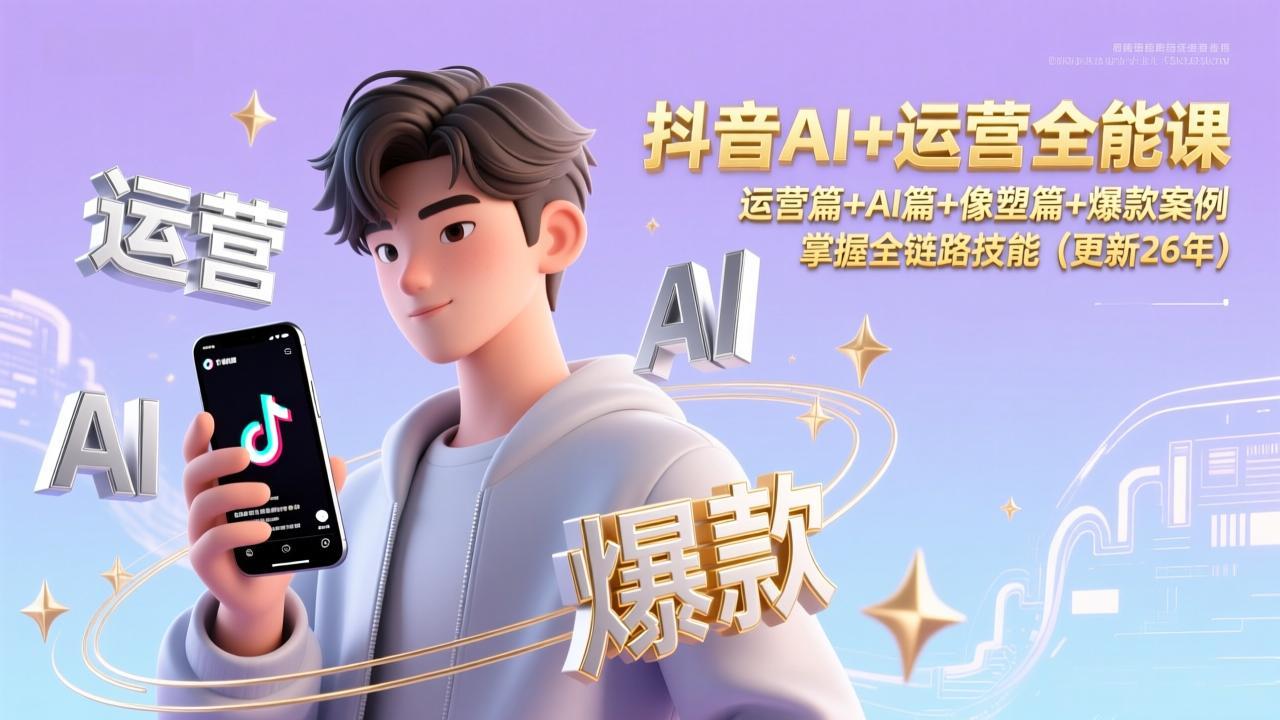 抖音AI+运营全能课，运营篇+AI篇+像塑篇+爆款案例，掌握全链路技能(更新26年智研卡密分销 | 创作者分成平台 | 商业全案定制 | 域名交易平台 | 运营方案 | 积分兑换系统 | 知识付费社群智研新知品牌官方网站站