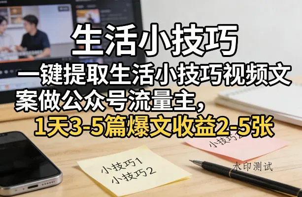 一键提取生活小技巧视频文案做公众号流量主，1天3-5篇爆文收益2-5张智研卡密分销 | 创作者分成平台 | 商业全案定制 | 创业| 运营方案 | 积分兑换系统 | 知识付费社群|宝妈副业智研新知品牌官方网站站