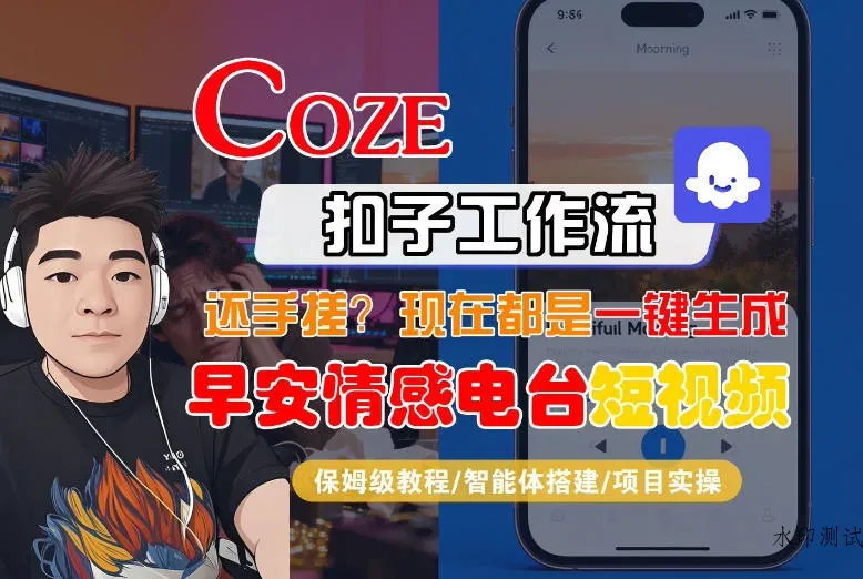 【Coze工作流搭建实操教程】【coze】早安情感电台日签视频还在手动做？用扣子工作流自动生成，省时90%智研卡密分销 | 创作者分成平台 | 商业全案定制 | 创业| 运营方案 | 积分兑换系统 | 知识付费社群|宝妈副业智研新知品牌官方网站站