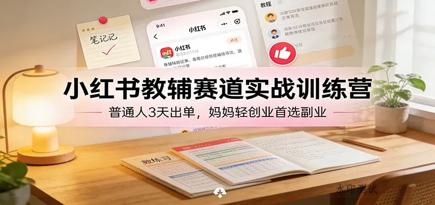 小红书教辅赛道实战训练营：普通人3天出单，妈妈轻创业首选副业智研卡密分销 | 创作者分成平台 | 商业全案定制 | 创业| 运营方案 | 积分兑换系统 | 知识付费社群|宝妈副业智研新知品牌官方网站站