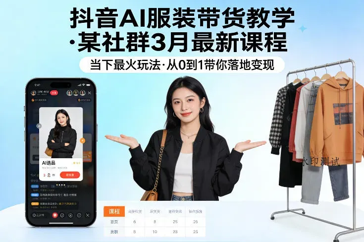 抖音AI服装带货教学,某社群3月最新课程,当下最火玩法,从0到1带你落地变现智研卡密分销 | 创作者分成平台 | 商业全案定制 | 创业| 运营方案 | 积分兑换系统 | 知识付费社群|宝妈副业智研新知品牌官方网站站