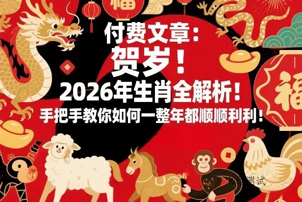 付费文章：贺岁！2026年生肖全解析！手把手教你如何一整年都顺顺利利！智研卡密分销 | 创作者分成平台 | 商业全案定制 | 创业| 运营方案 | 积分兑换系统 | 知识付费社群|宝妈副业智研新知品牌官方网站站