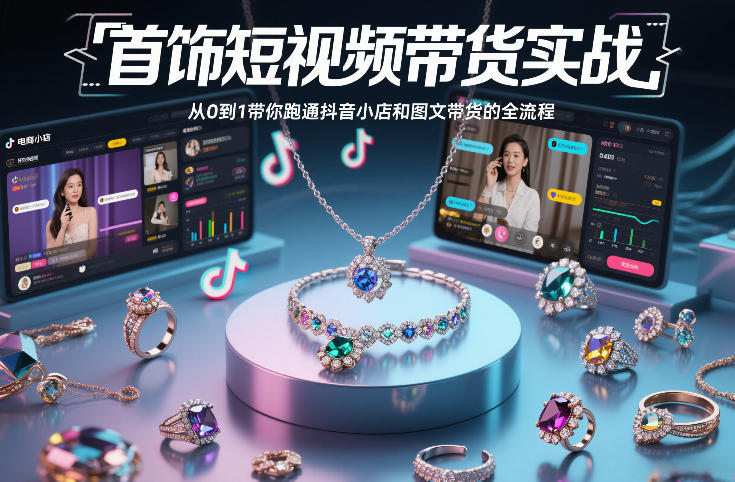首饰短视频带货实战，从0到1带你跑通抖音小店和图文带货的全流程智研卡密分销 | 创作者分成平台 | 商业全案定制 | 域名交易平台 | 运营方案 | 积分兑换系统 | 知识付费社群智研新知品牌官方网站站