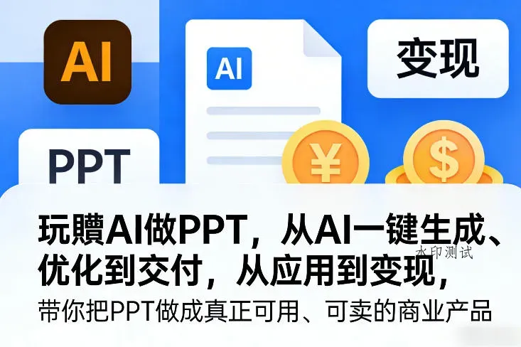 玩賺AI做PPT，从AI一键生成、优化到交付，从应用到变现，带你把PPT做成真正可用、可卖的商业产品智研卡密分销 | 创作者分成平台 | 商业全案定制 | 创业| 运营方案 | 积分兑换系统 | 知识付费社群|宝妈副业智研新知品牌官方网站站