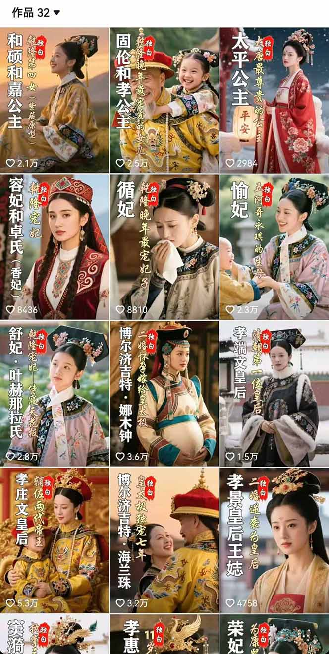 历史女性人物创作课：独白文案+AI克隆+蒙版剪辑，3个月涨粉22w+副业月入3w智研卡密分销 | 创作者分成平台 | 商业全案定制 | 域名交易平台 | 运营方案 | 积分兑换系统 | 知识付费社群智研新知品牌官方网站站