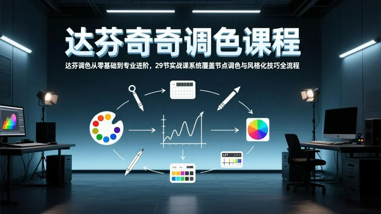 达芬奇调色从零基础到专业进阶，29节实战课系统覆盖节点调色与风格化技巧全流程智研卡密分销 | 创作者分成平台 | 商业全案定制 | 创业| 运营方案 | 积分兑换系统 | 知识付费社群|宝妈副业智研新知品牌官方网站站
