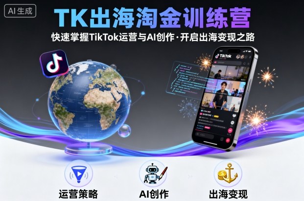 TK出海淘金训练营，助你快速掌握TikTok运营与AI创作，开启出海变现之路智研卡密分销 | 创作者分成平台 | 商业全案定制 | 域名交易平台 | 运营方案 | 积分兑换系统 | 知识付费社群智研新知品牌官方网站站