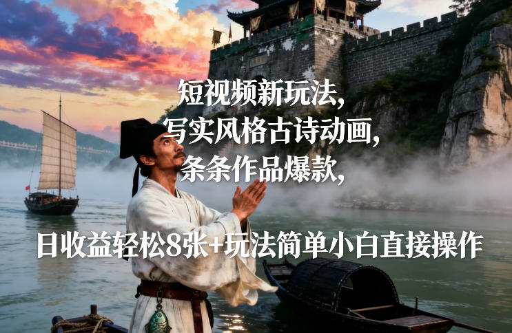 短视频新玩法，写实风格古诗动画，条条作品爆款，日收益轻松8张+玩法简单小白直接操作智研卡密分销 | 创作者分成平台 | 商业全案定制 | 域名交易平台 | 运营方案 | 积分兑换系统 | 知识付费社群智研新知品牌官方网站站