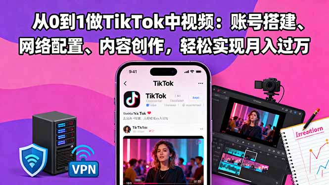从0到1做TikTok中视频：账号搭建、网络配置、内容创作，轻松实现月入过万智研卡密分销 | 创作者分成平台 | 商业全案定制 | 域名交易平台 | 运营方案 | 积分兑换系统 | 知识付费社群智研新知品牌官方网站站