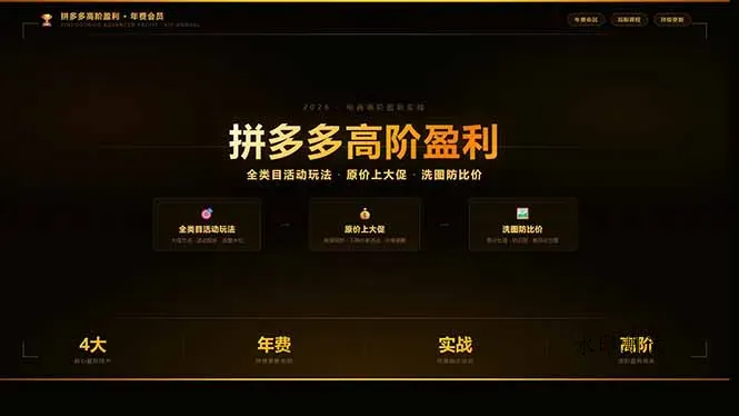 拼多多高阶盈利年费会员：全类目活动玩法、原价上大促、洗图防比价等核心盈利技术(更新26年3月智研卡密分销 | 创作者分成平台 | 商业全案定制 | 创业| 运营方案 | 积分兑换系统 | 知识付费社群|宝妈副业智研新知品牌官方网站站
