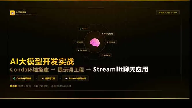 AI大模型开发实战：Conda环境搭建→提示词工程→Streamlit聊天应用，零基础到项目落地智研卡密分销 | 创作者分成平台 | 商业全案定制 | 创业| 运营方案 | 积分兑换系统 | 知识付费社群|宝妈副业智研新知品牌官方网站站