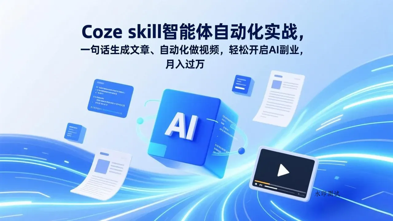 Coze skill智能体自动化实战，一句话生成文章、自动化做视频，轻松开启AI副业，月入过万智研卡密分销 | 创作者分成平台 | 商业全案定制 | 创业| 运营方案 | 积分兑换系统 | 知识付费社群|宝妈副业智研新知品牌官方网站站