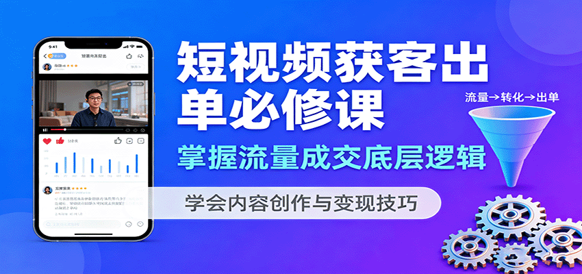 短视频获客出单必修课：掌握流量成交底层逻辑，学会内容创作与变现技巧智研卡密分销 | 创作者分成平台 | 商业全案定制 | 域名交易平台 | 运营方案 | 积分兑换系统 | 知识付费社群智研新知品牌官方网站站