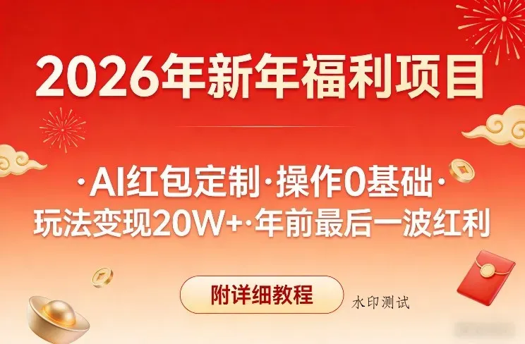 新年福利项目，AI红包定制，操作0基础，玩法变现20W+年前最后一波红利，附详细教程智研卡密分销 | 创作者分成平台 | 商业全案定制 | 创业| 运营方案 | 积分兑换系统 | 知识付费社群|宝妈副业智研新知品牌官方网站站