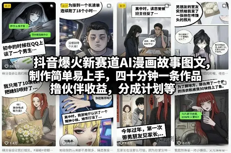 抖音爆火新赛道AI漫画故事图文，制作简单易上手，四十分钟一条作品，撸伙伴收益，分成计划等智研卡密分销 | 创作者分成平台 | 商业全案定制 | 创业| 运营方案 | 积分兑换系统 | 知识付费社群|宝妈副业智研新知品牌官方网站站